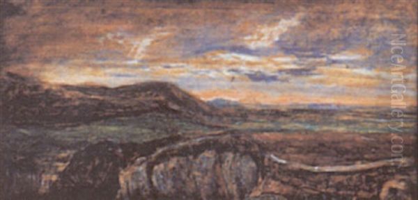 Paysage Vallone Au Crepuscule Oil Painting by Louis-Hilaire Carrand