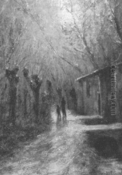 Figurenpaar Auf Einem Waldweg Oil Painting by Louis-Hilaire Carrand