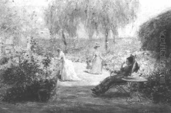 Promenade Au Jardin Oil Painting by Louis-Hilaire Carrand