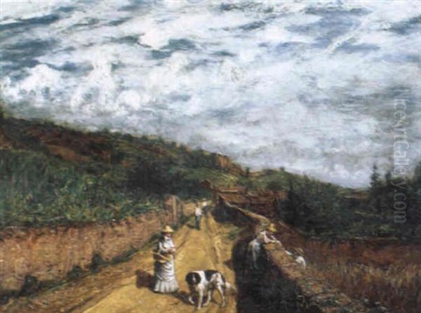 Route Animee Oil Painting by Louis-Hilaire Carrand