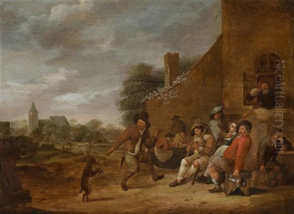 Eine Frohliche Gesellschaft Vor Einem Wirtshaus Oil Painting by Franciscus Carre