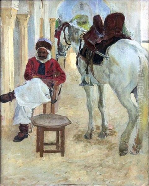 L'oriental Et Son Cheval Oil Painting by Leon Carre