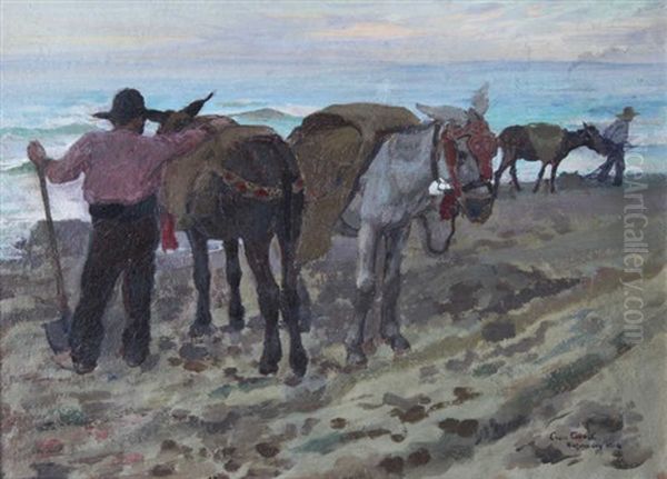 Anes Sur La Plage Oil Painting by Leon Carre