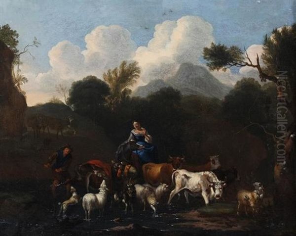 Scene Pastorale Oil Painting by Michiel (Carree) Carre