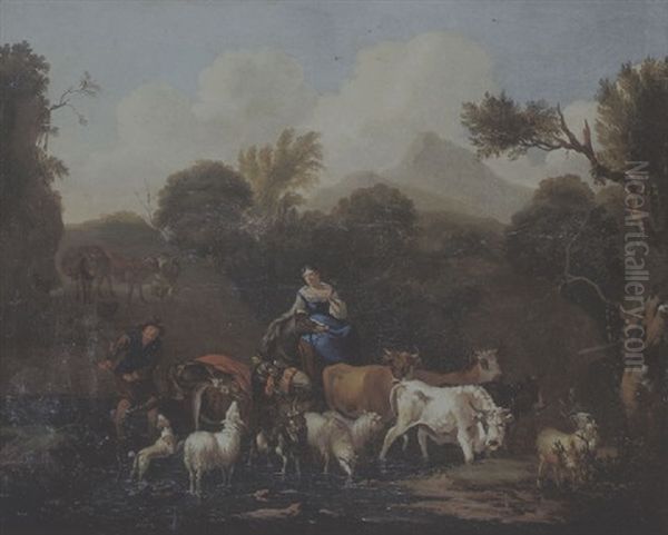 Scene Pastorale Oil Painting by Michiel (Carree) Carre