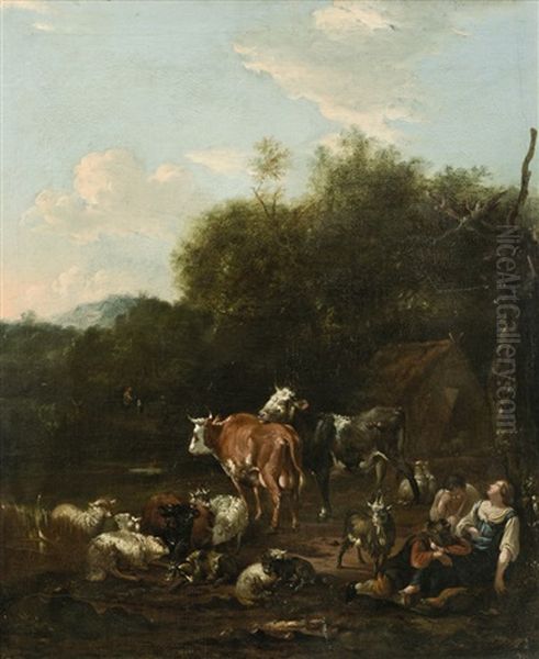 Hirten Bei Der Rast Oil Painting by Michiel Carree