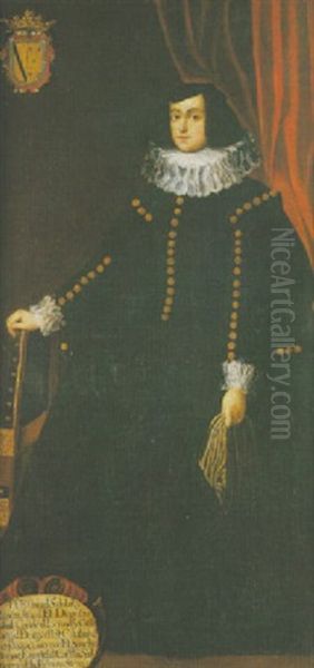 Portrait De Dona Elivira De Sandobal Y Roxas Oil Painting by Juan Carreno De Miranda