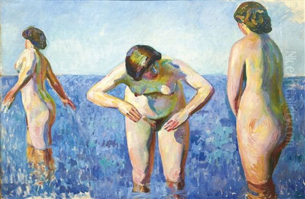 Les Trois Baigneuses Nues by Augustin Carrera