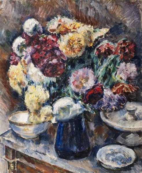 Bouquet De Pivoines Oil Painting by Augustin Carrera