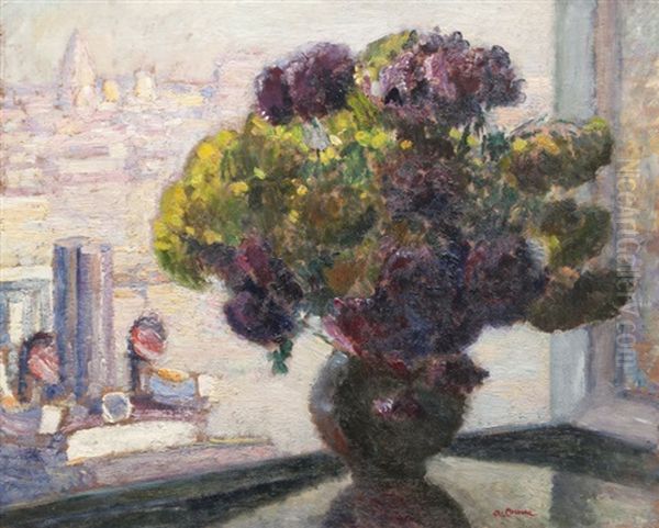 Lilas A La Fenetre Oil Painting by Augustin Carrera