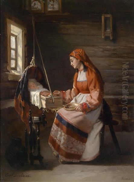 Muttergluck Oil Painting by Victor Carre-Soubiran