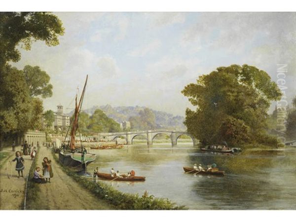 Boating On The Thames At Richmond Oil Painting by John Mulcaster Carrick