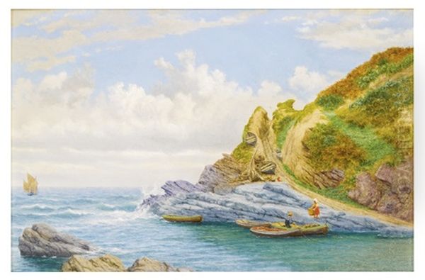 Prussia Cove, Marazion Bay, Cornwall Oil Painting by John Mulcaster Carrick