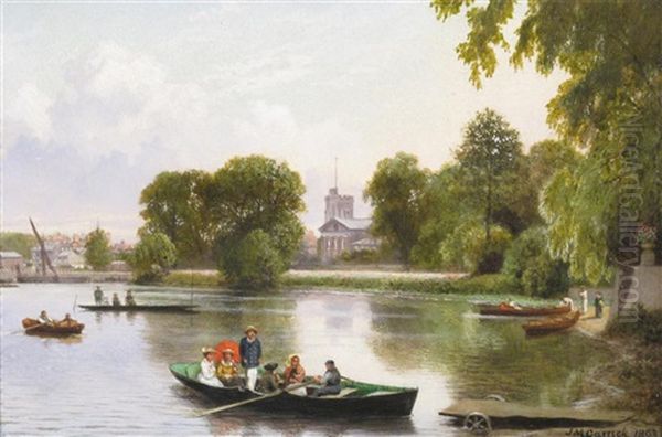 Twickenham From The Ferry Oil Painting by John Mulcaster Carrick