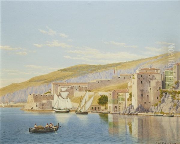 View Of Villefranche-sur-mer Oil Painting by John Mulcaster Carrick