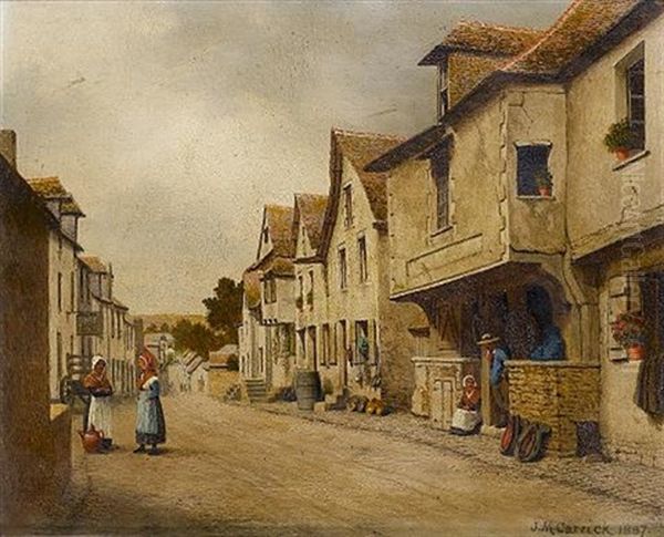 Villages In Brittany (pair) Oil Painting by John Mulcaster Carrick