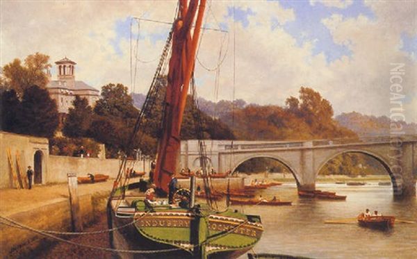 Boating At Richmond On Thames Oil Painting by John Mulcaster Carrick