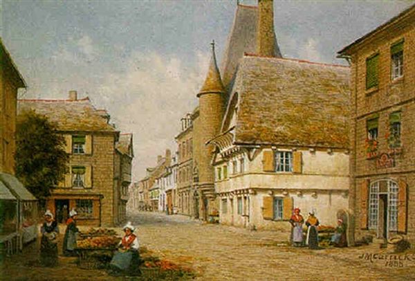 In The Market Place, Pontivy, Brittainy Oil Painting by John Mulcaster Carrick