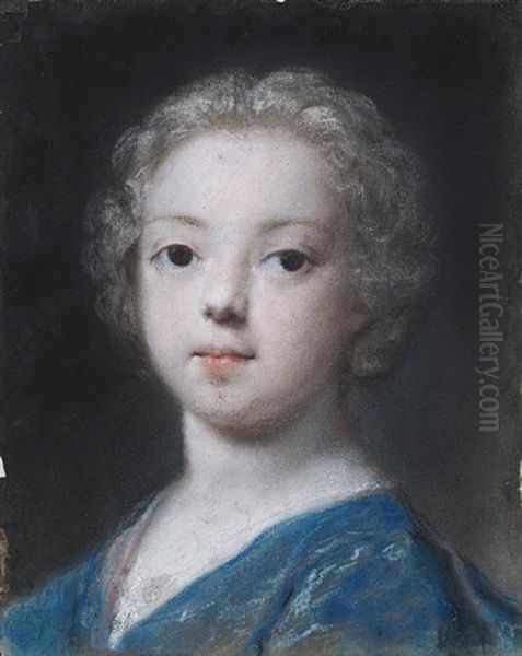 Portrait Of A Young Child In Blue Costume Oil Painting by Rosalba Carriera