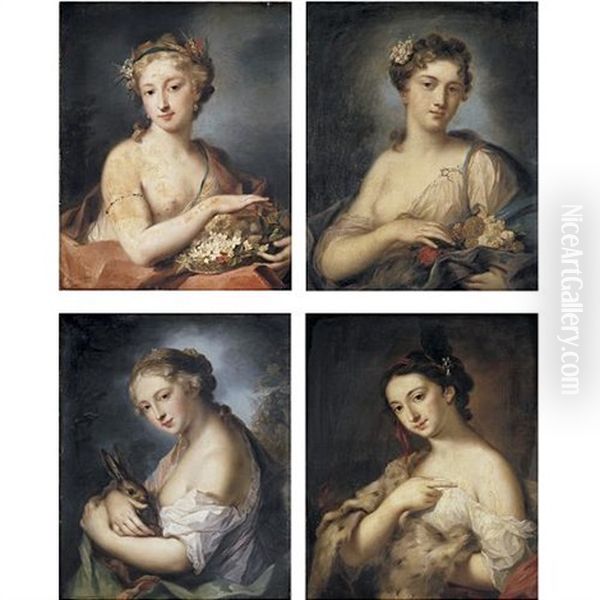 The Four Seasons (set Of 4) Oil Painting by Rosalba Carriera