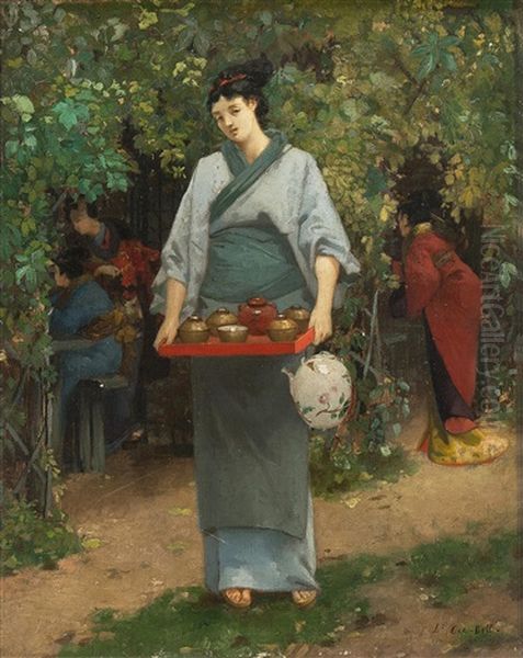 Asiatin Bei Der Teezeremonie Oil Painting by Louis Robert Carrier-Belleuse