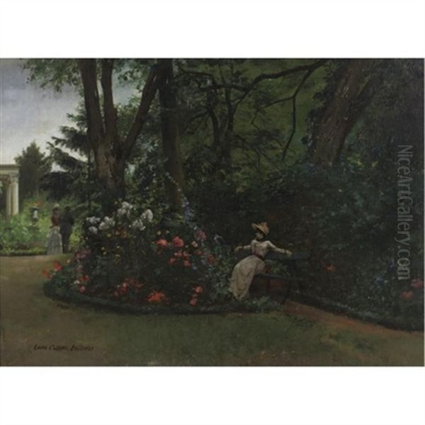 Rest In The Garden Oil Painting by Louis Robert Carrier-Belleuse