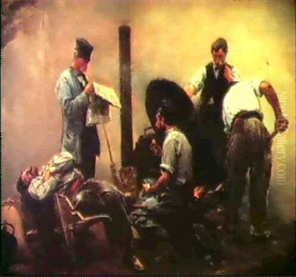 Workers At Noontime Oil Painting by Louis Robert Carrier-Belleuse