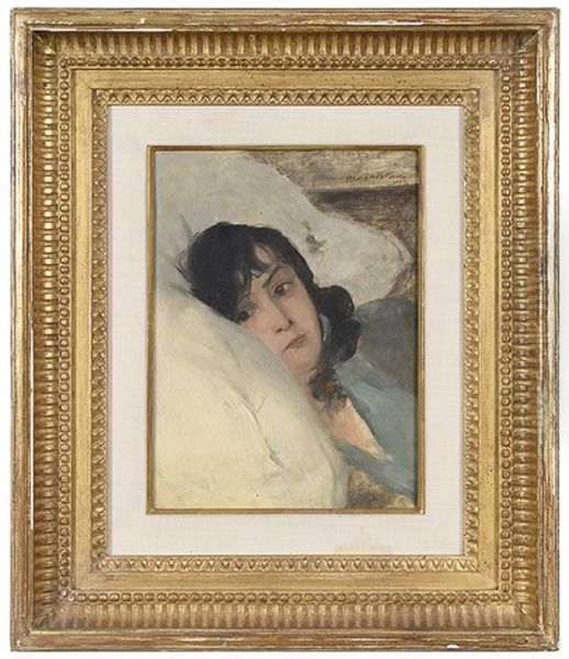 Woman Resting On A Pillow Oil Painting by Pierre Carrier-Belleuse