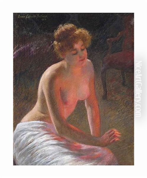 Contemplation By Firelight Oil Painting by Pierre Carrier-Belleuse