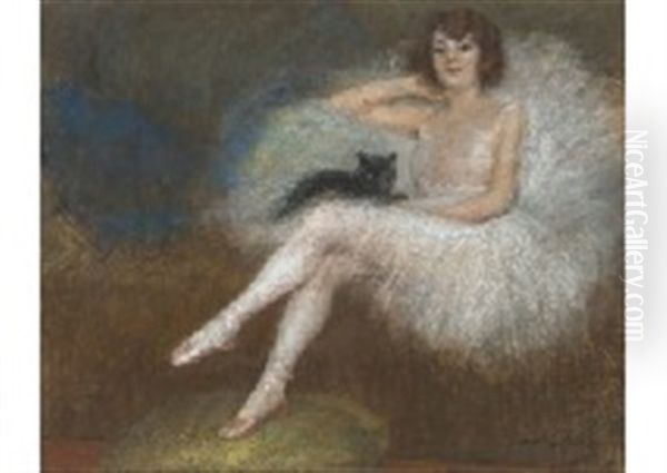 Chatte Noire Et Ballerine Oil Painting by Pierre Carrier-Belleuse