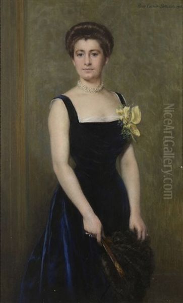 Portrait De Louisette Linzeller Oil Painting by Pierre Carrier-Belleuse