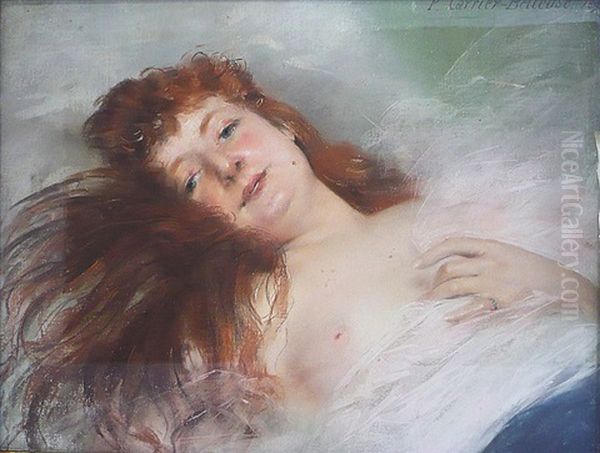 Portrait D'une Jeune Fille Oil Painting by Pierre Carrier-Belleuse