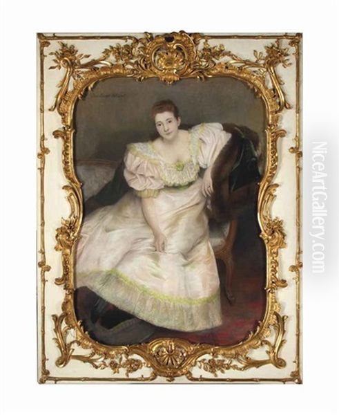 Portrait Of Dutchess De G Oil Painting by Pierre Carrier-Belleuse