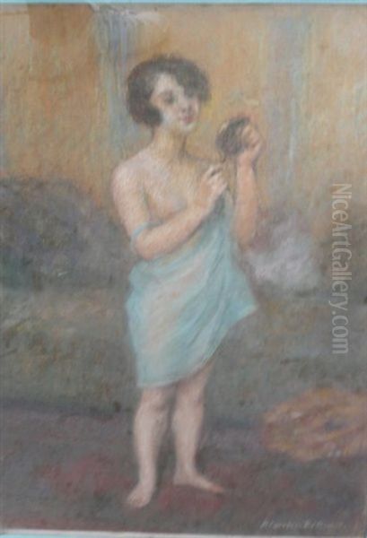 La Jeune Fille Au Miroir Oil Painting by Pierre Carrier-Belleuse