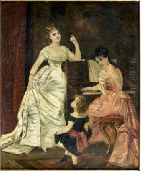 La Lecon De Piano Oil Painting by Pierre Carrier-Belleuse