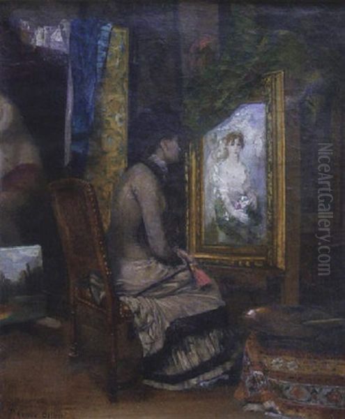 Elegante Dans L'atelier Du Peintre Oil Painting by Pierre Carrier-Belleuse