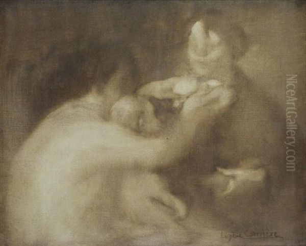 Three Figures Oil Painting by Eugene Carriere