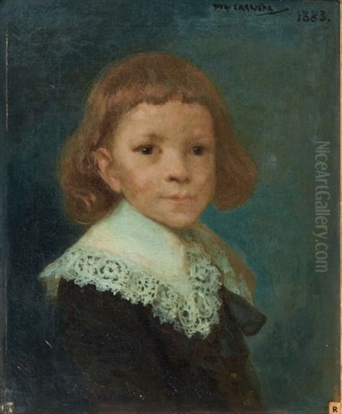 Portrait D'enfant Au Col Louis Xiii Oil Painting by Eugene Carriere