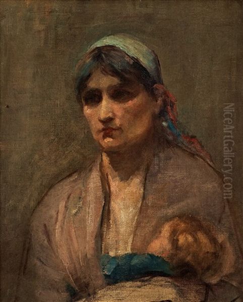 Woman Holding A Child Oil Painting by Eugene Carriere