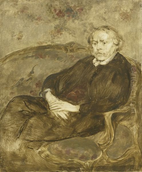 Etude Pour Le Portrait D'edmund De Goncourt Au Canape by Eugene Carriere