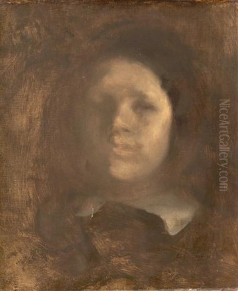 Visage De Jeune Fille Oil Painting by Eugene Carriere