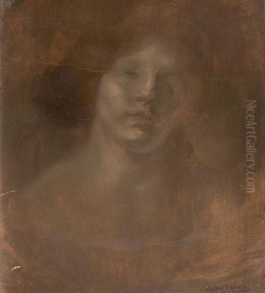 Visage De Femme Oil Painting by Eugene Carriere