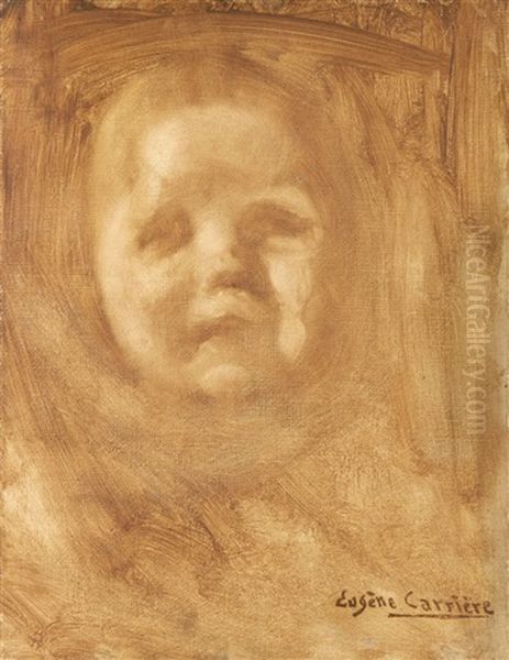 Portrait De Bebe Oil Painting by Eugene Carriere