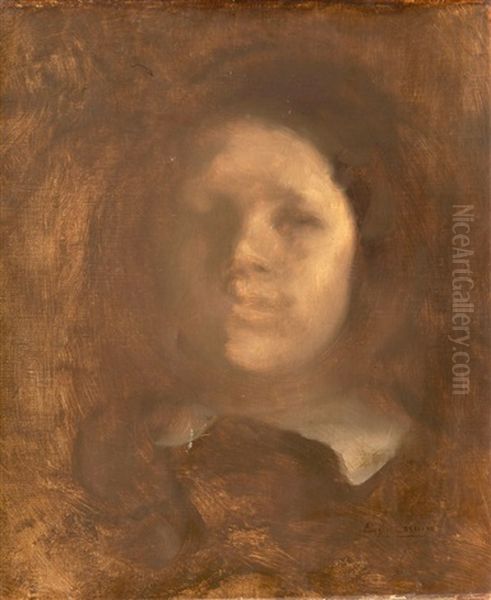 Visage De Jeune Fille Oil Painting by Eugene Carriere