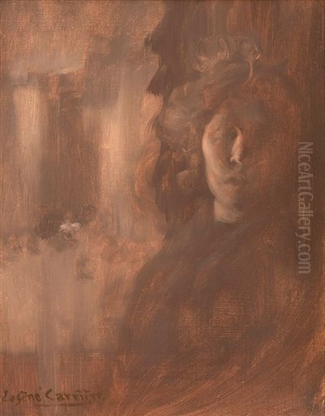 Visage De Femme Oil Painting by Eugene Carriere