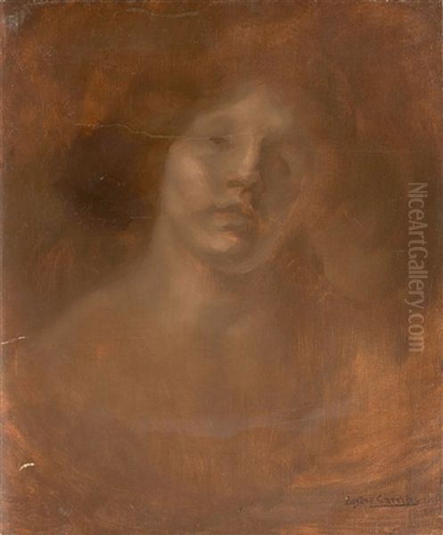 Visage De Femme Oil Painting by Eugene Carriere