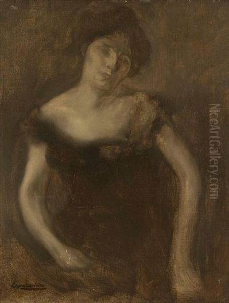 Femme Assise Oil Painting by Eugene Carriere