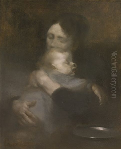 Maternite (tendresse) Oil Painting by Eugene Carriere