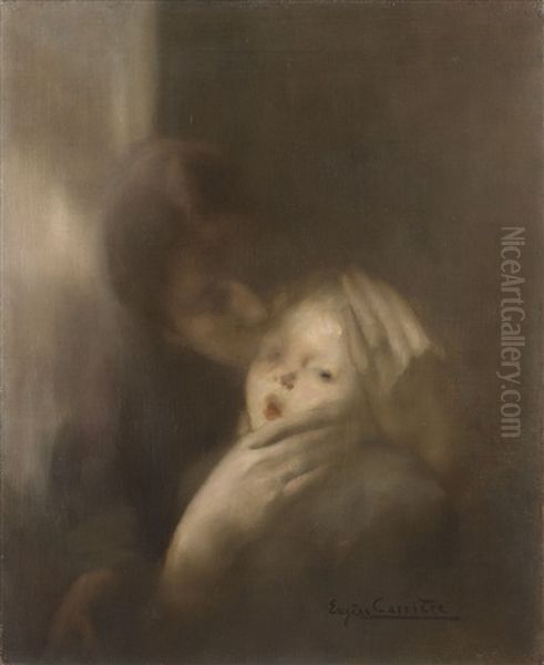 Maternite (tendresse) Oil Painting by Eugene Carriere