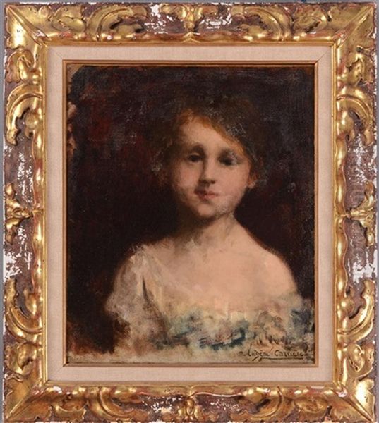 Portrait Of A Child Oil Painting by Eugene Carriere